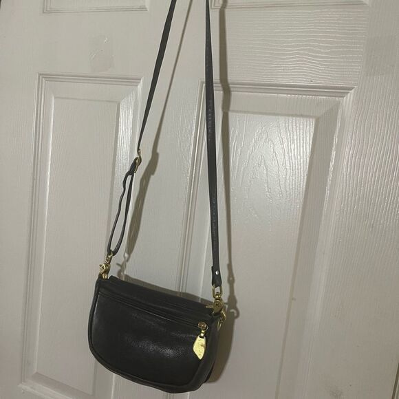 Vintage Libaire Black Pebbled Leather Crossbody Bag/Shoulder Purse - Made in USA - Picture 4 of 10
